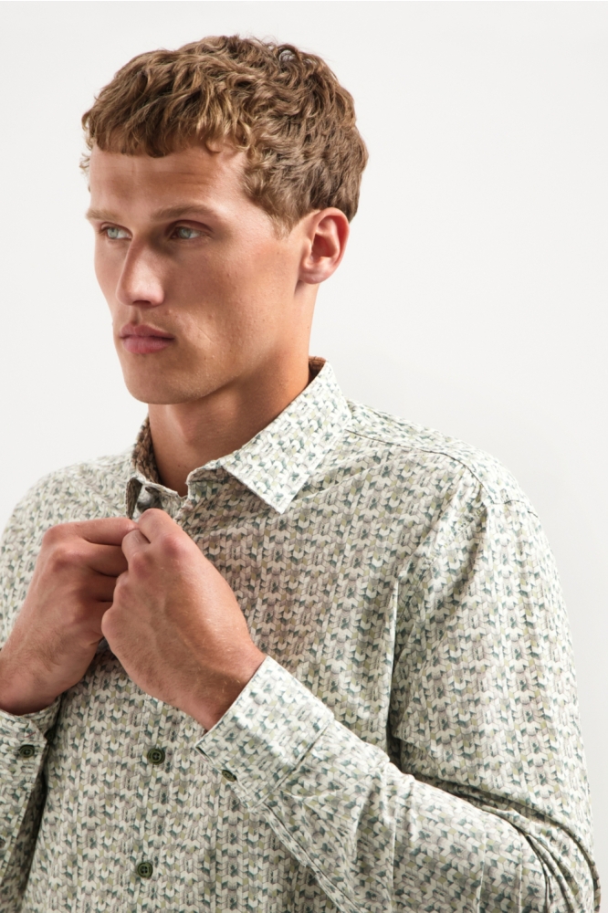 STRETCH SHIRT MET PRINT 29450708 052 DARK GREEN